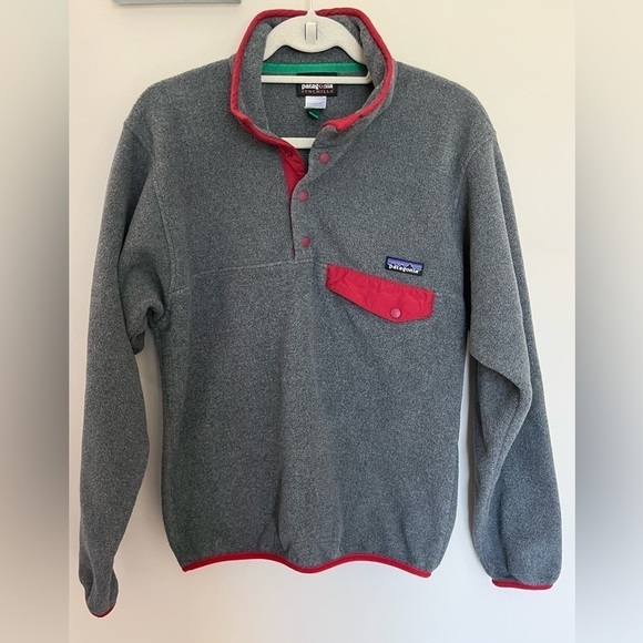 Patagonia Synchilla Snap Pullover Mens XS Gray/ Red - Picture 1 of 7
